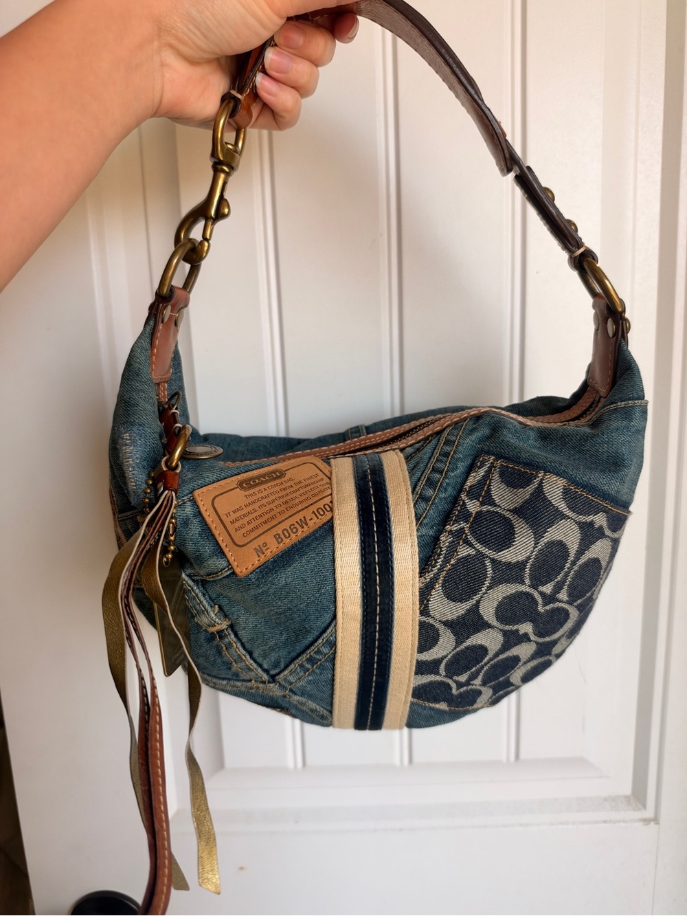 Coach Denim Signature Patchwork Hobo Bag